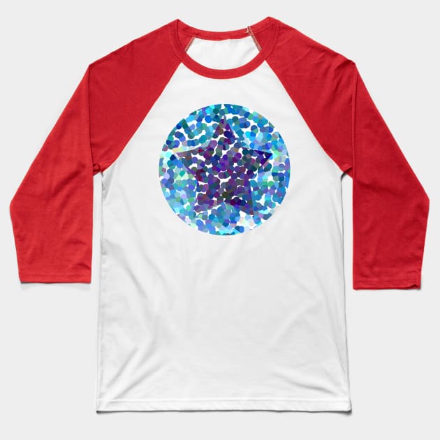 Dark Blue Dotty Star Baseball T-Shirt by ellenhenryart